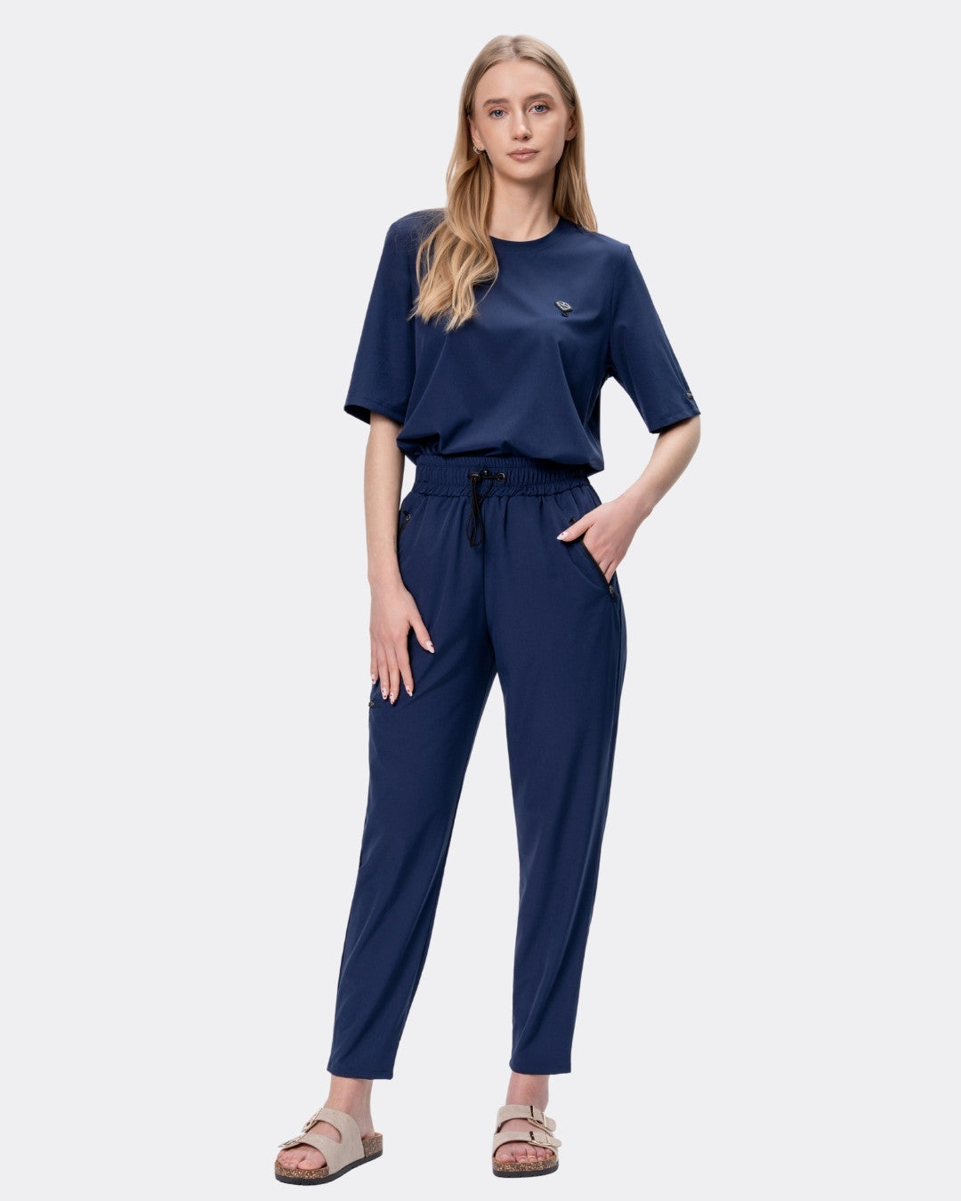 Komplet medyczny damski COMFORT granatowy Bluza BASIC + Spodnie LOOSE