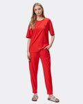 Komplet medyczny damski COMFORT czerwony Bluza BASIC + Spodnie LOOSE