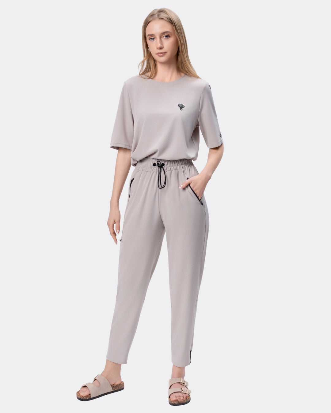 Komplet medyczny damski COMFORT szary Bluza BASIC + Spodnie LOOSE
